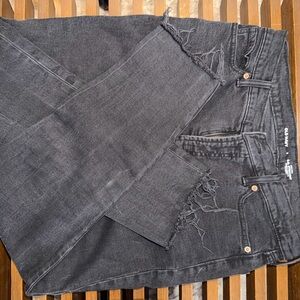 Old Navy Black Distressed Denim Midi Skirt